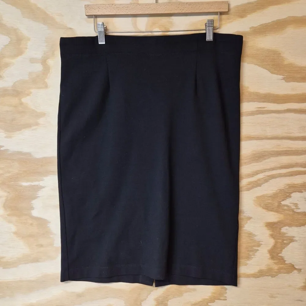 Eileen Fisher Womens M Black Stretch Pencil Skirt Pull On Viscose Nylon